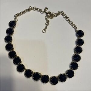 J.Crew Venus Flytrap Midnight Blue Rivoli Crystal Gold Tone Necklace